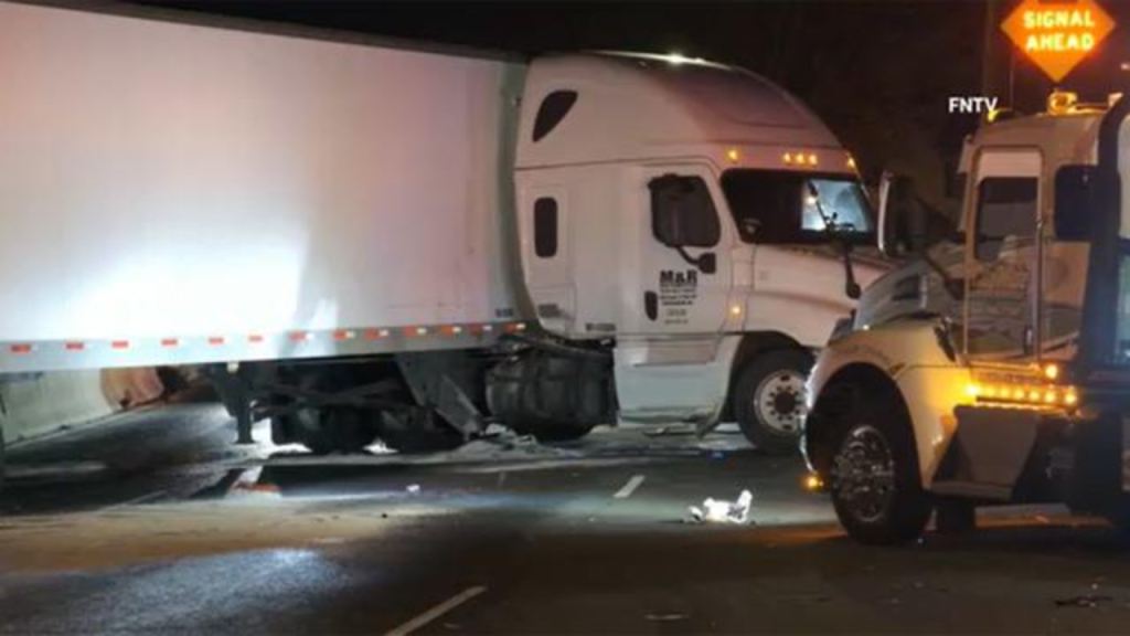 New Jersey 13-Car Pileup Injures, Jackknifed Tractor-Trailer Leaks Fuel!